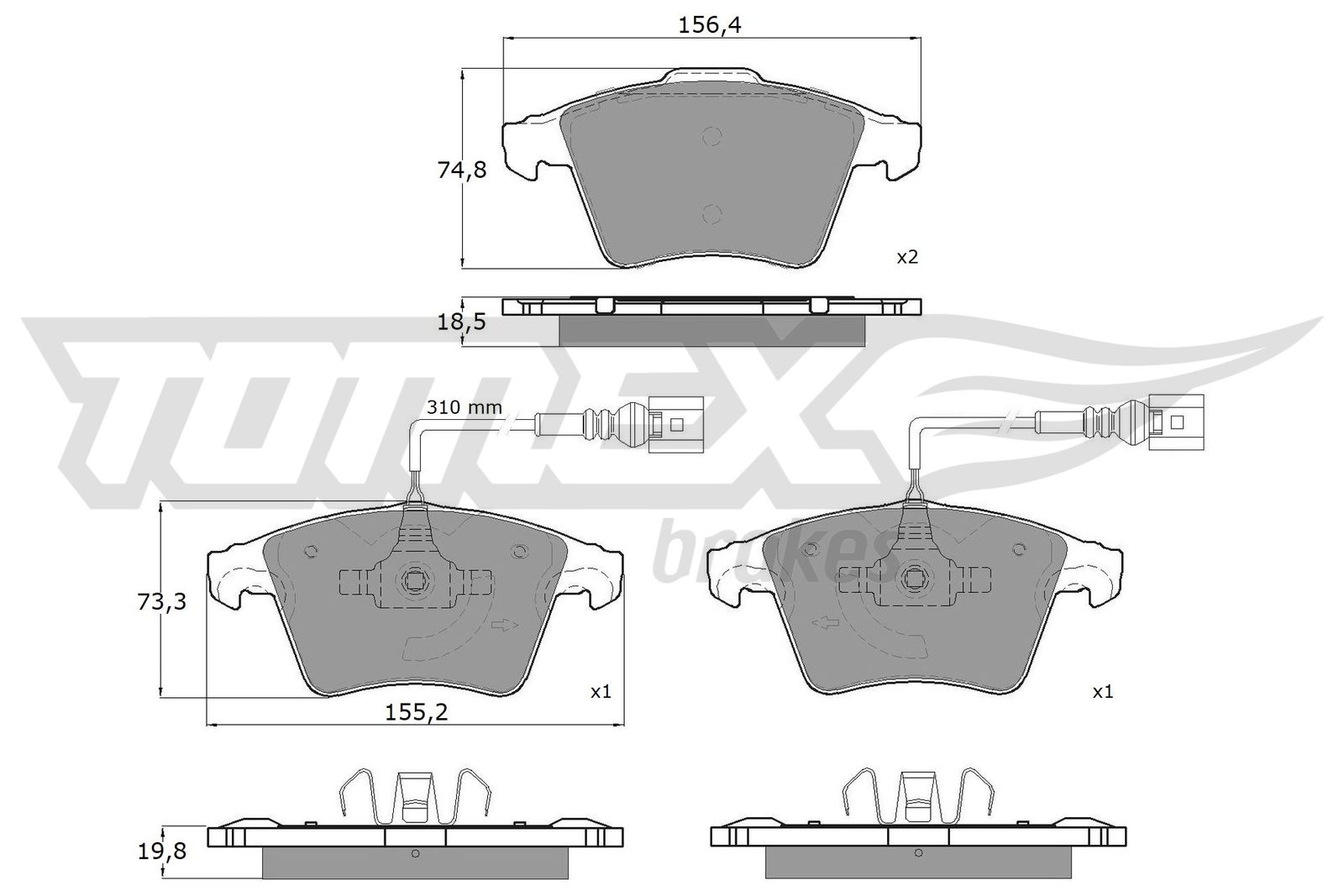 Sada brzdových platničiek kotúčovej brzdy TOMEX Brakes
